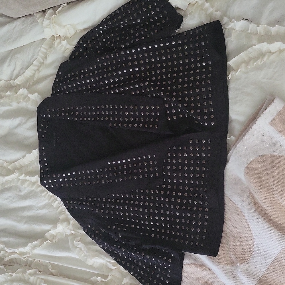 🖤🔥NWOT Vintage Grunge Black Studded Open Front Blazer Jacket - Picture 2 of 4